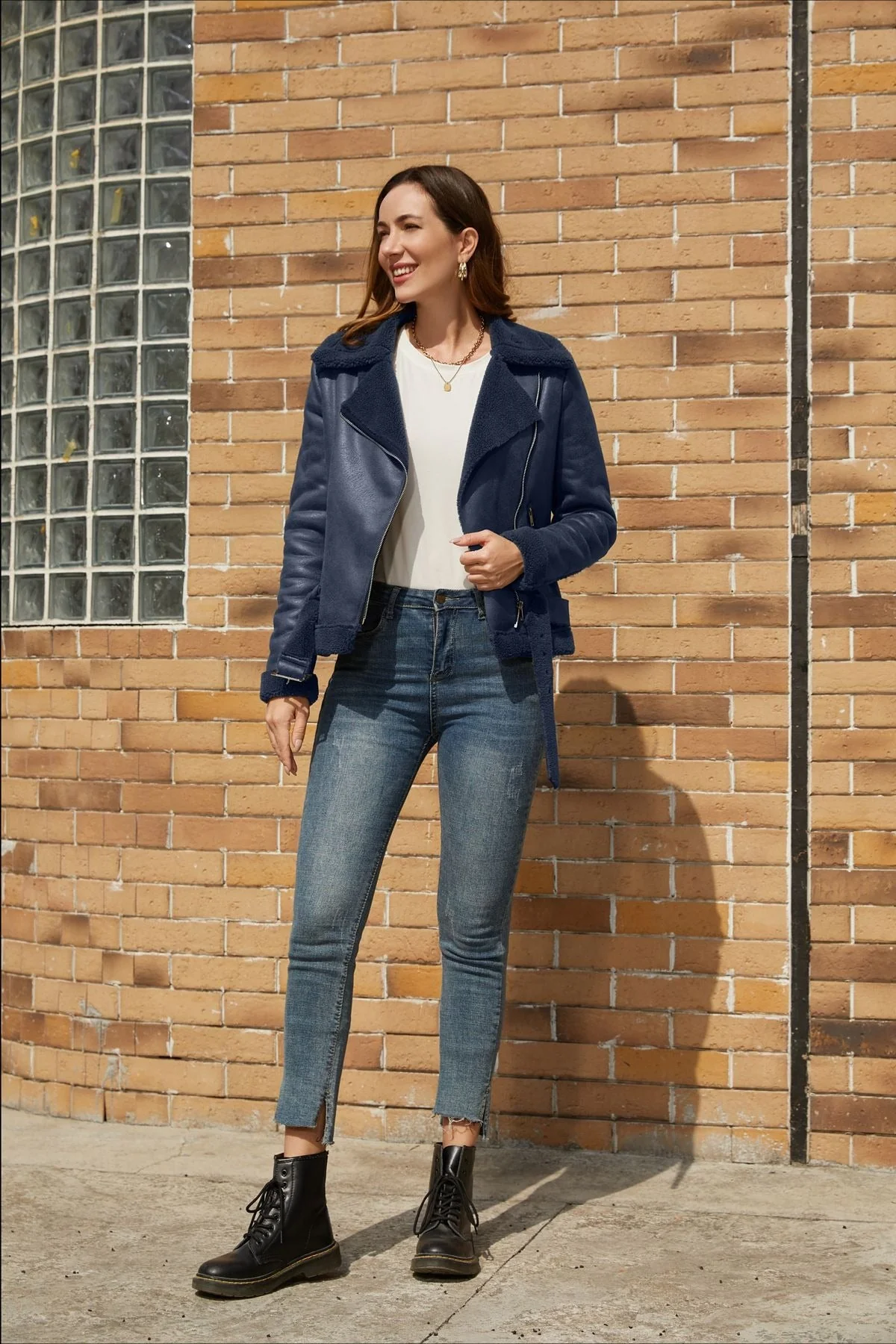 Shearling Lined Belted Suede Jacket - Image 6