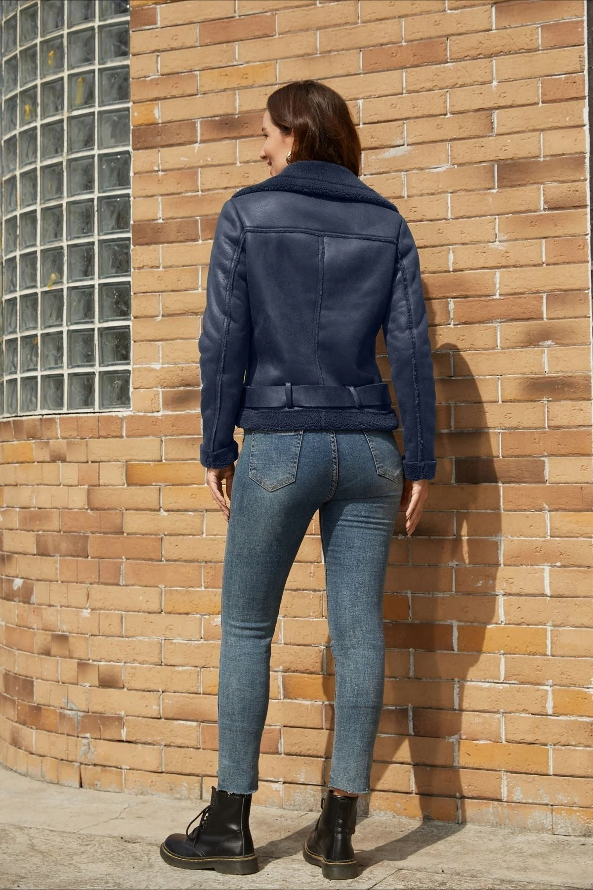 Shearling Lined Belted Suede Jacket - Image 7