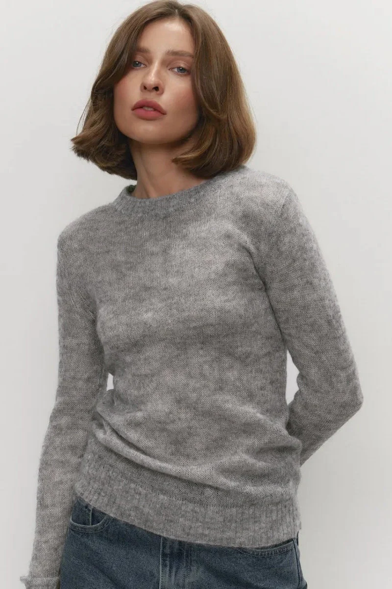 Sheer Blend Round Neck Knit Top - Image 5