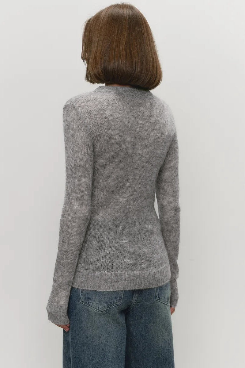 Sheer Blend Round Neck Knit Top - Image 6
