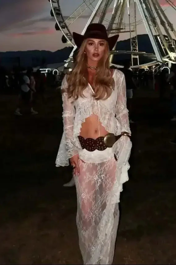 Sheer Lace Two Piece Boho Dress - Image 6