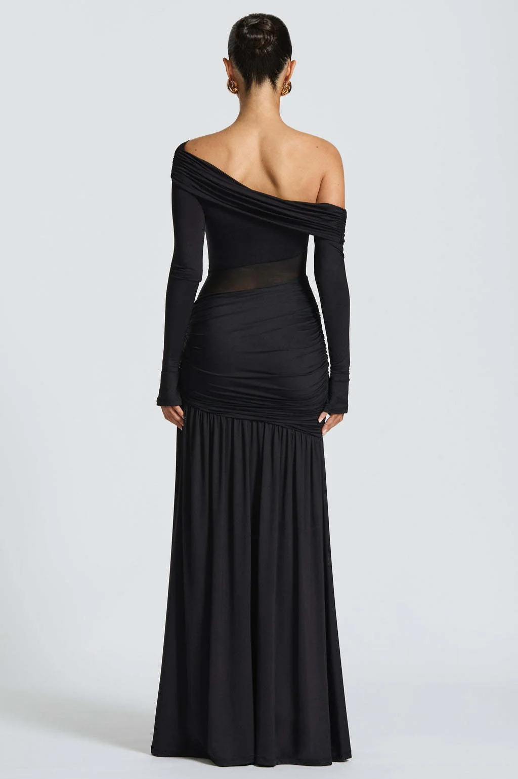 Sheer Pleated Off Shoulder Party Dress - Image 3
