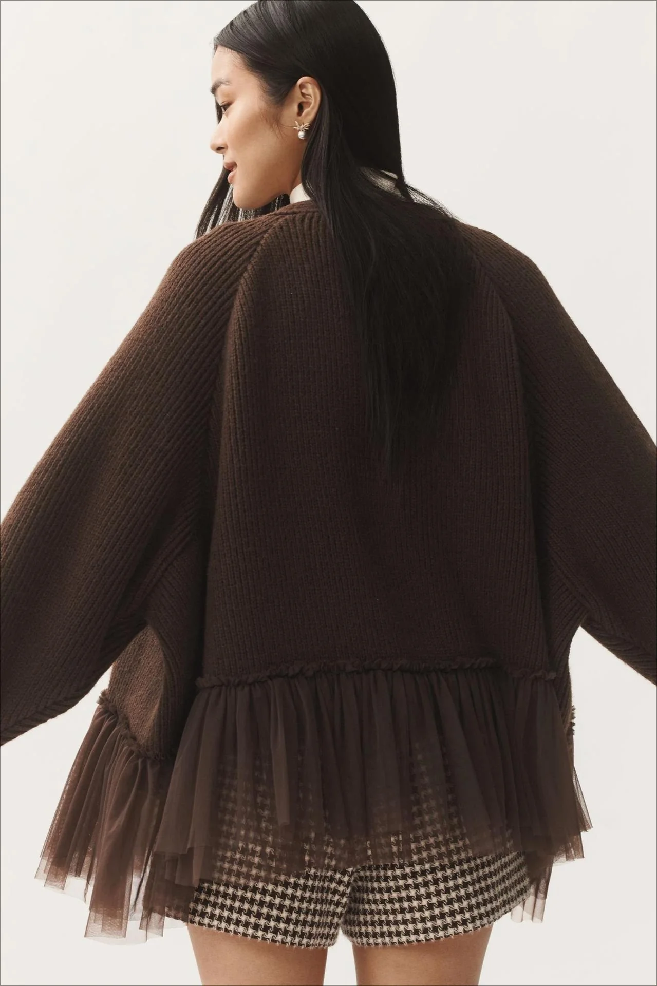 Sheer Ruffle Knit Cardigan - Image 3