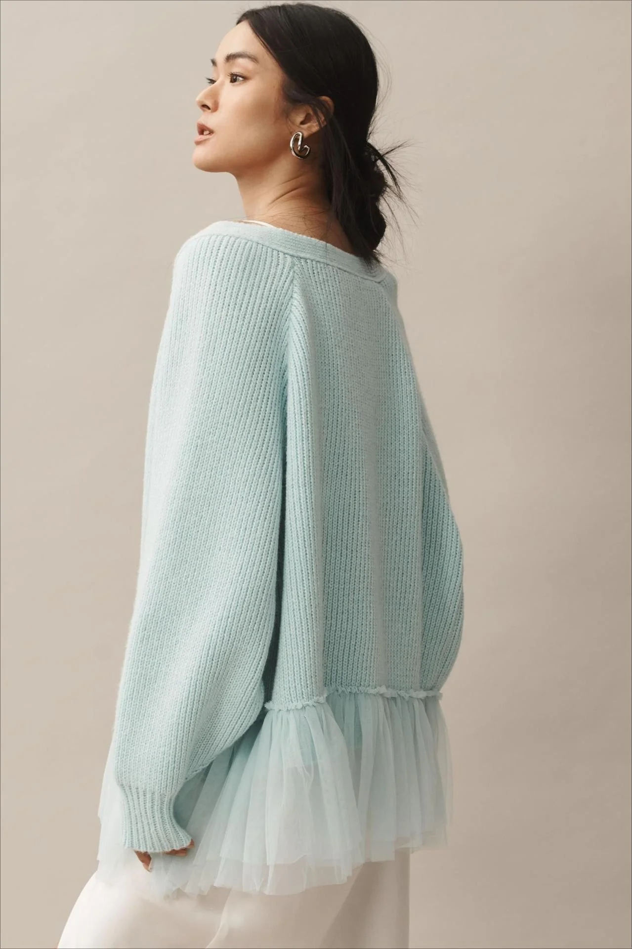 Sheer Ruffle Knit Cardigan - Image 6
