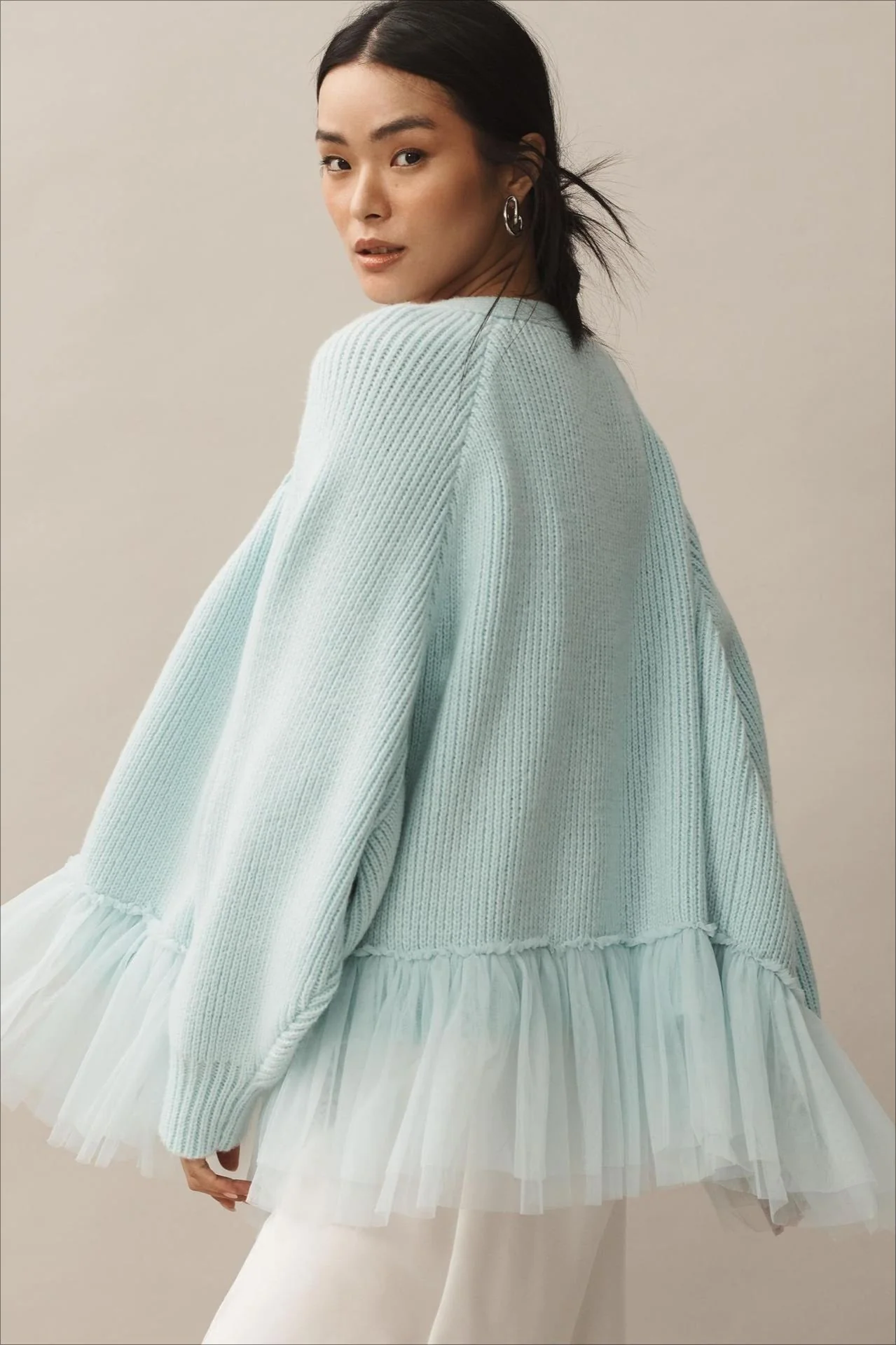 Sheer Ruffle Knit Cardigan - Image 7