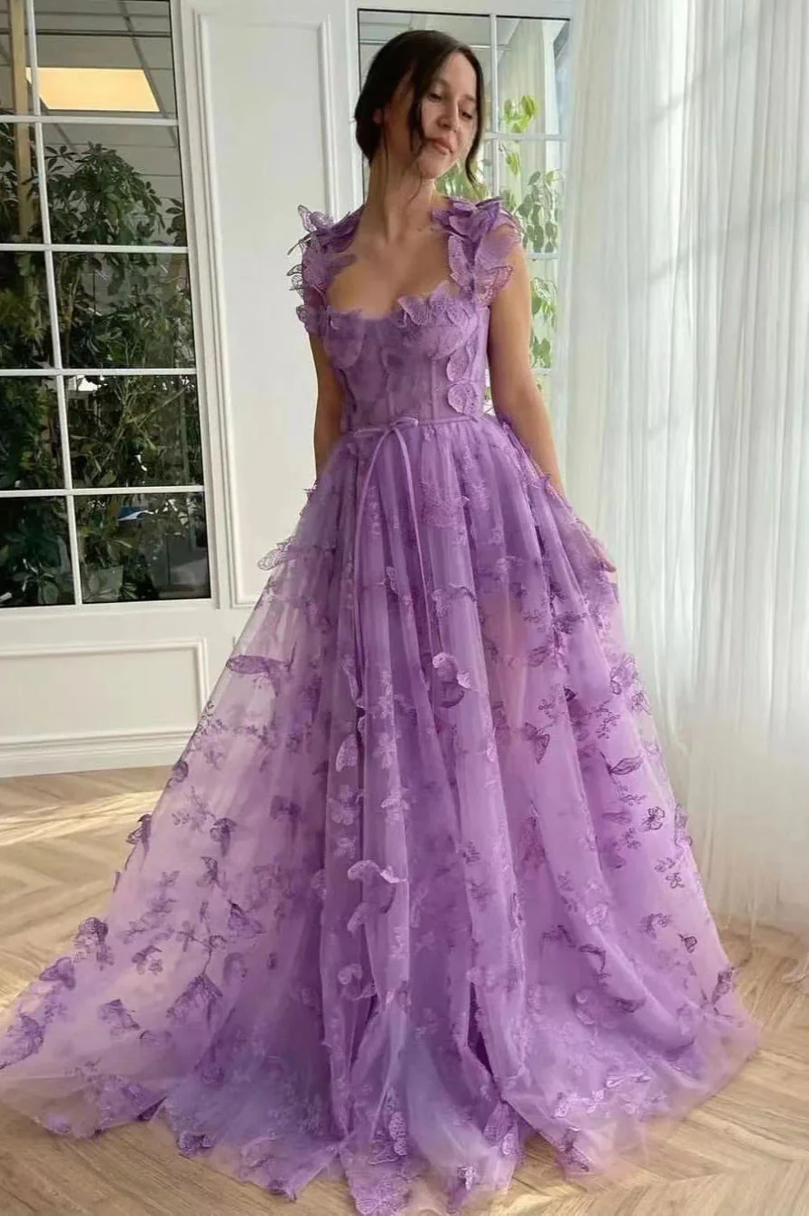 Sheer Tulle Spaghetti Strap High Slit Party Dress - Image 3