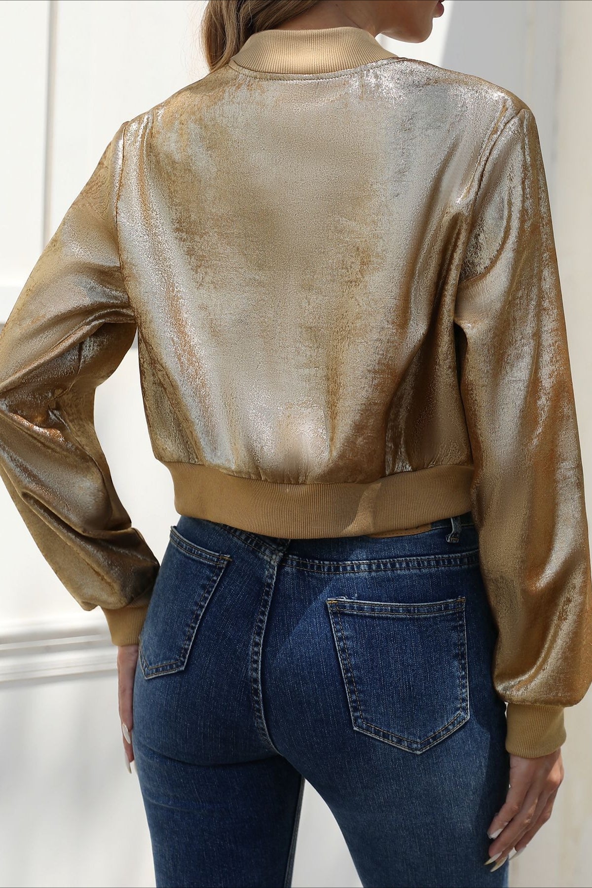 Shiny Foil Long Sleeve Zip Jacket - Image 6
