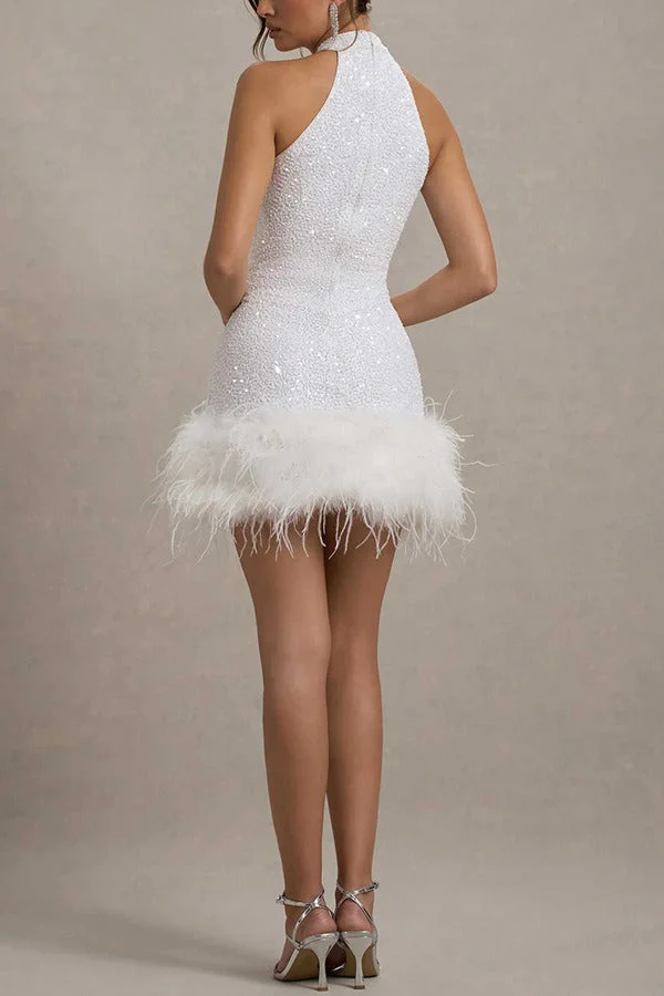 Shiny Fuzzy Sequin Bodycon Party Dress - Image 5