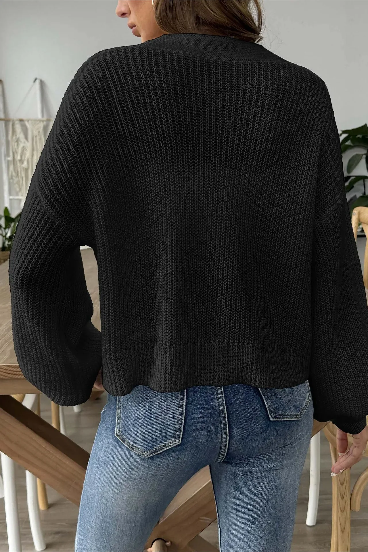 Short Floral Knit Long Sleeve Cardigan - Image 10