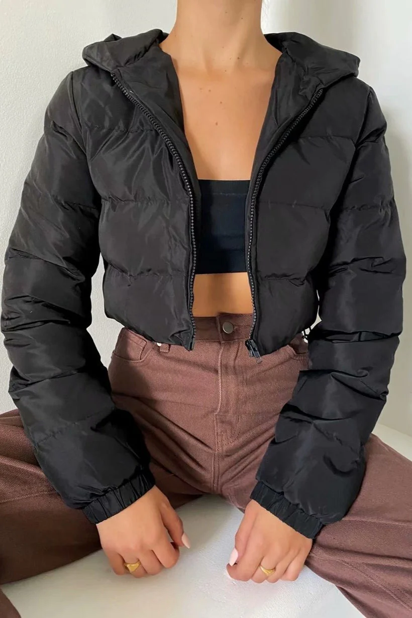 Short Hooded Quilted Puffer Jacket - Image 2