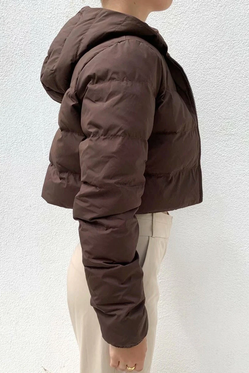 Short Hooded Quilted Puffer Jacket - Image 3