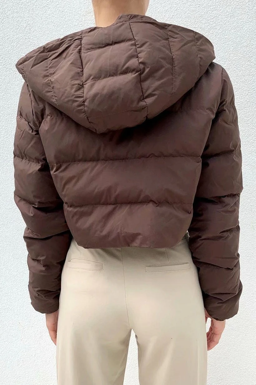 Short Hooded Quilted Puffer Jacket - Image 5
