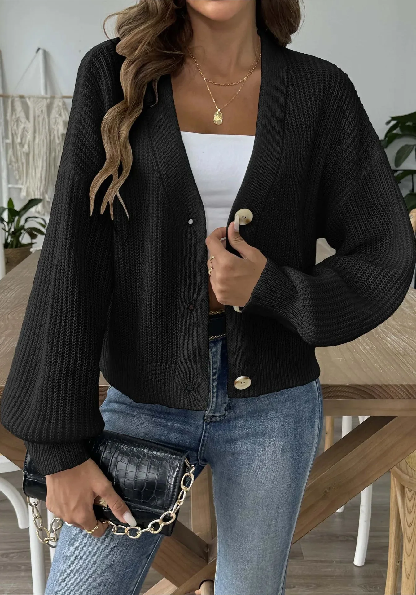 Short Knit Long Sleeve Cardigans - Image 12