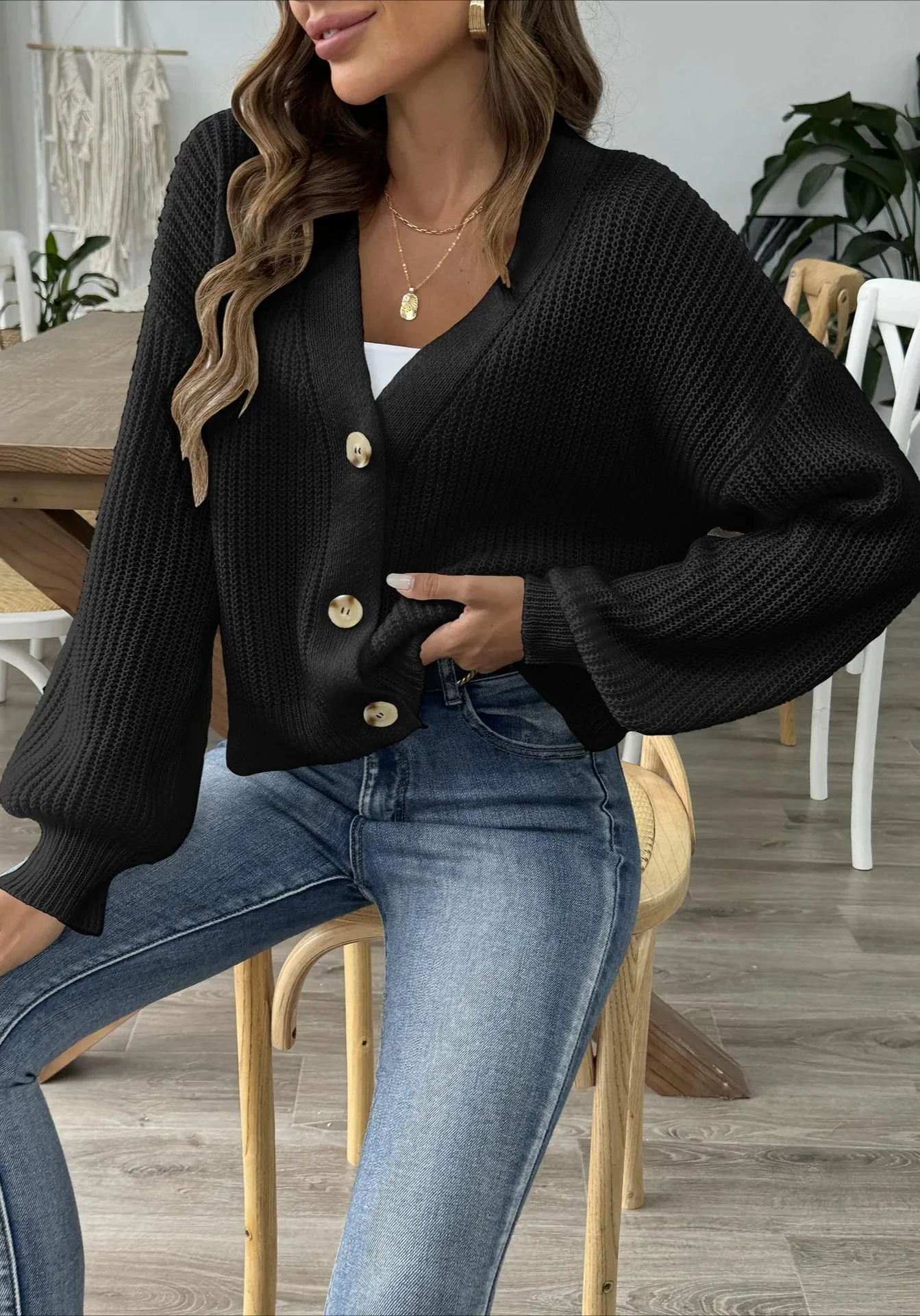 Short Knit Long Sleeve Cardigans - Image 6