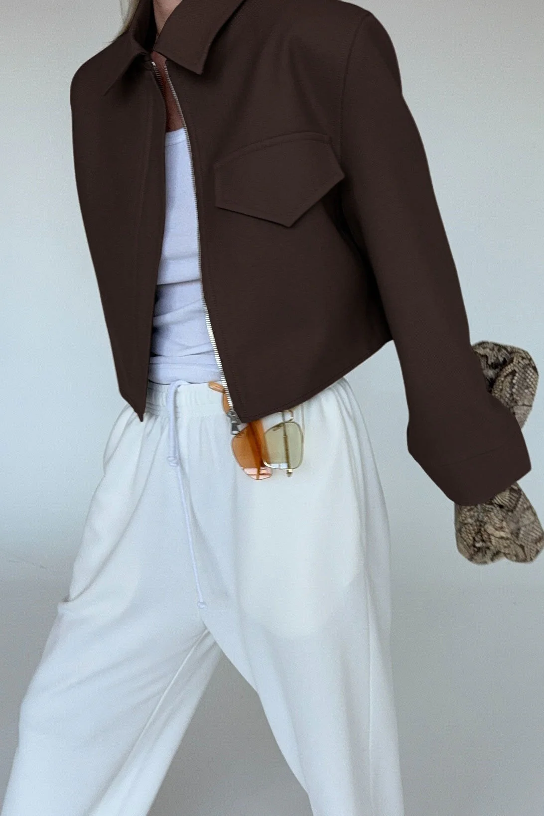Short Length Brown Zip Closure Jacket - Image 4