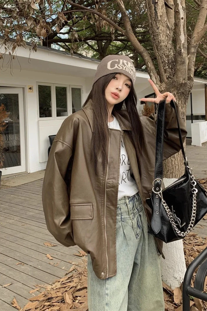Short Length Oversized Moto Jacket - Image 2