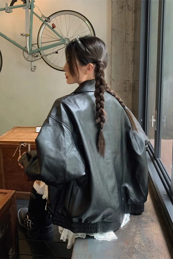 Short Length Oversized Moto Jacket - Image 5