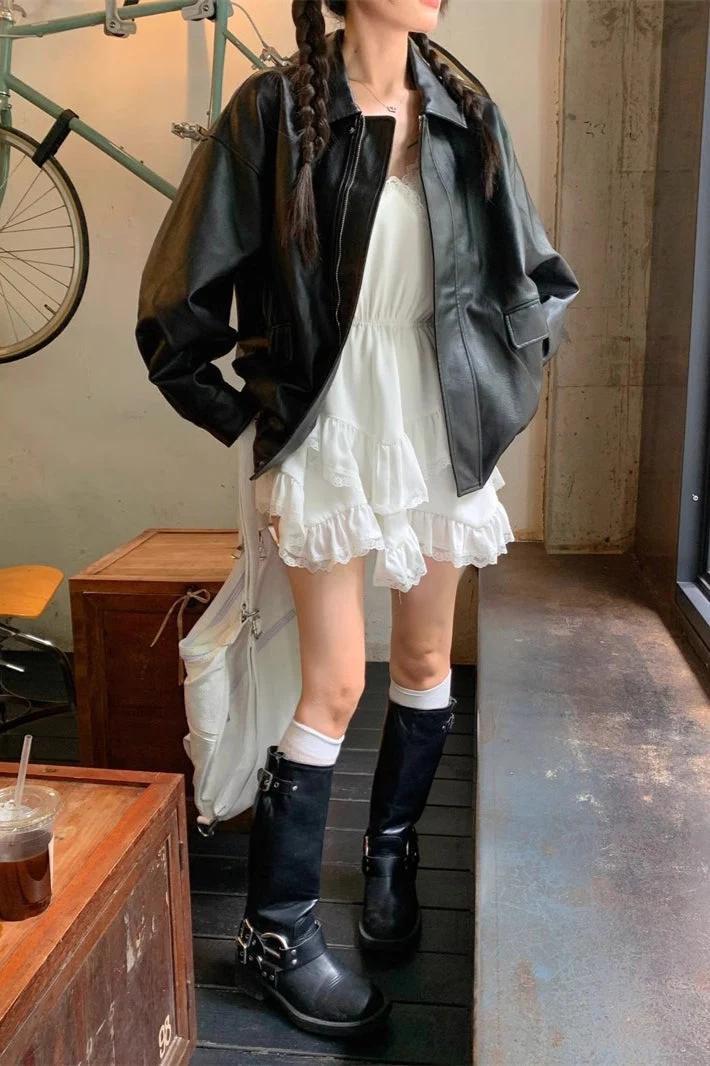 Short Length Oversized Moto Jacket - Image 7