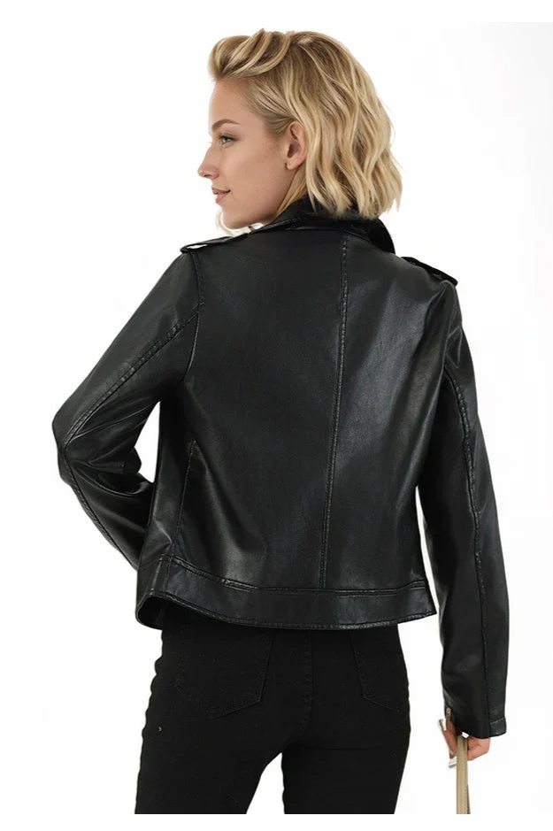 Short PU Leather Zip Jacket - Image 4
