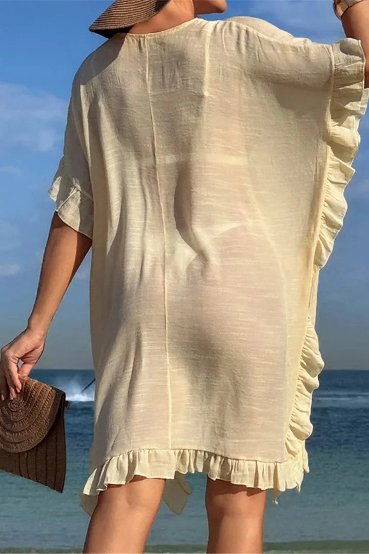 Short Sleeve Crochet Tunic Boho Dress - Image 4
