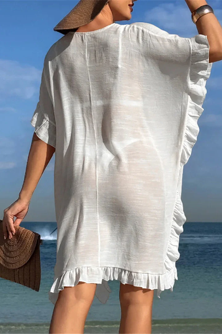 Short Sleeve Crochet Tunic Boho Dress - Image 6
