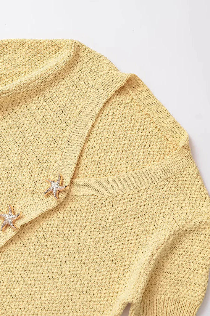 Short Sleeve Starfish Button Knit Cardigan - Image 13