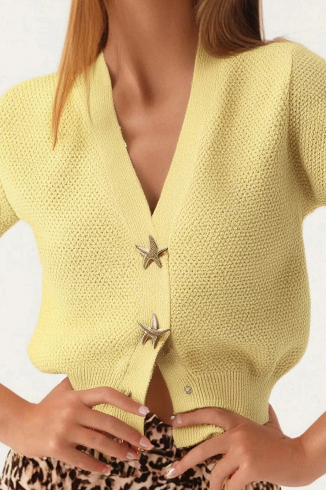 Short Sleeve Starfish Button Knit Cardigan - Image 18