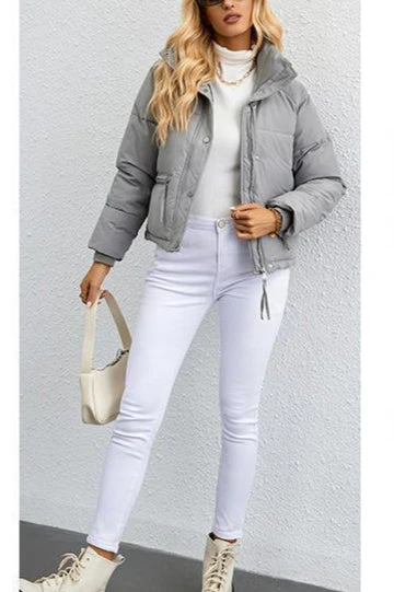 Short Stand Collar Puffer Coat - Image 12
