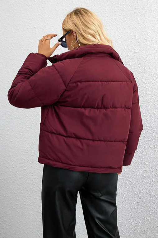 Short Stand Collar Puffer Coat - Image 24