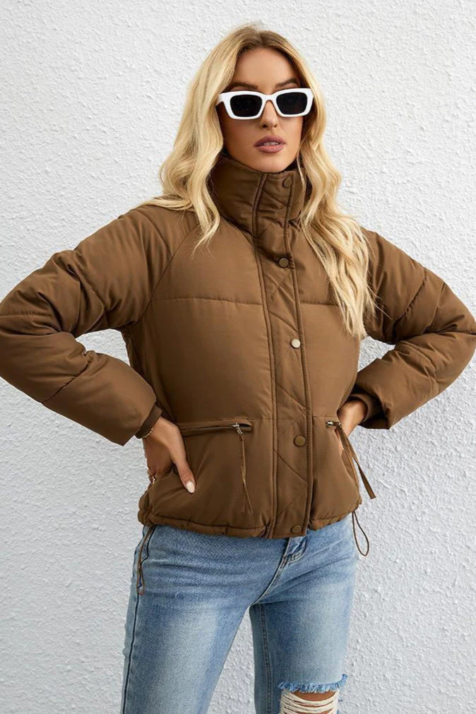 Short Stand Collar Puffer Coat - Image 4