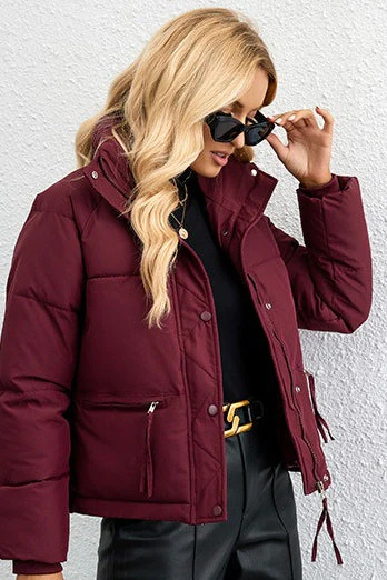 Short Stand Collar Relaxed Puffer Jacket - Image 10