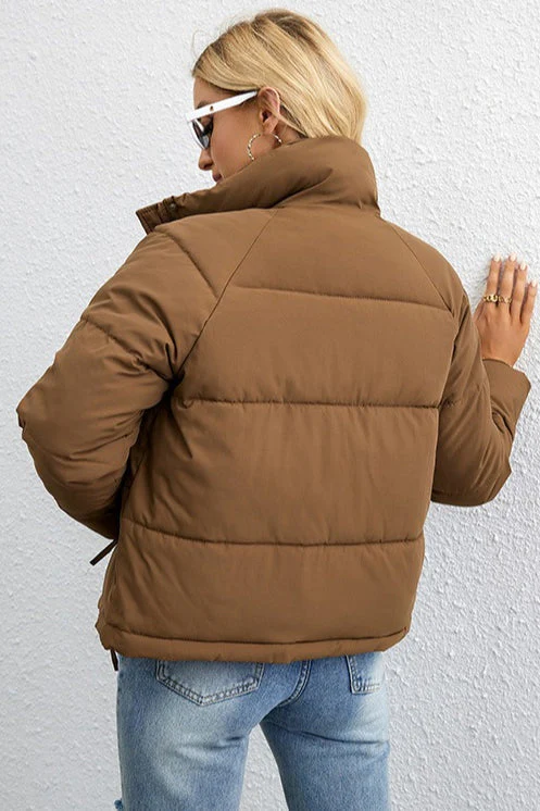 Short Stand Collar Relaxed Puffer Jacket - Image 8