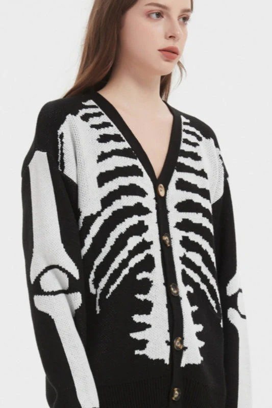 Skull Print Knit Cardigan - Image 2