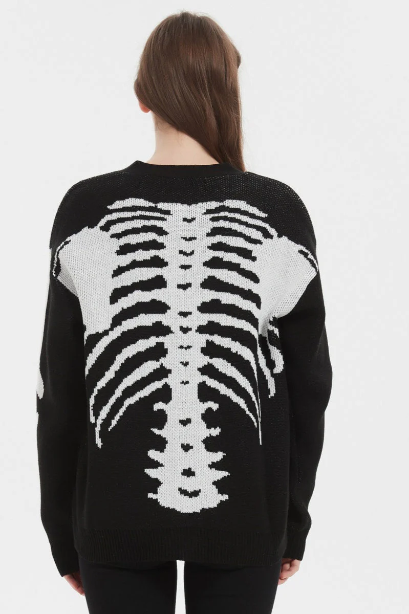 Skull Print Knit Cardigan - Image 5