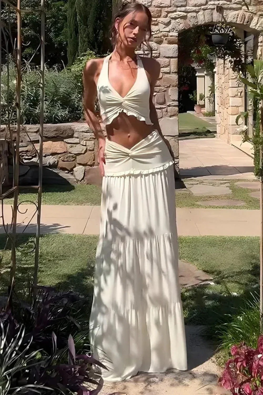 Sleeveless Halter Twist Co-ord Boho Dress - Image 23