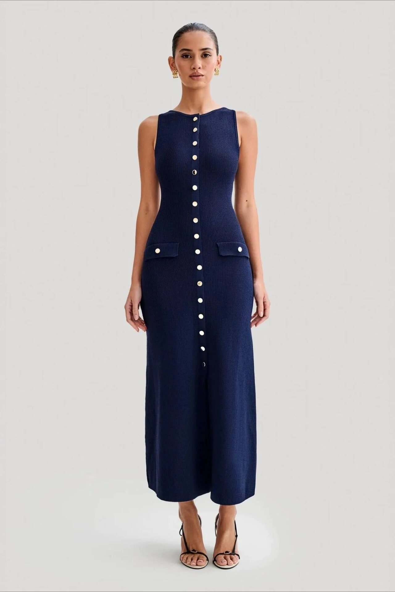 Sleeveless Round Neck Knit Sweater Dress - Image 2