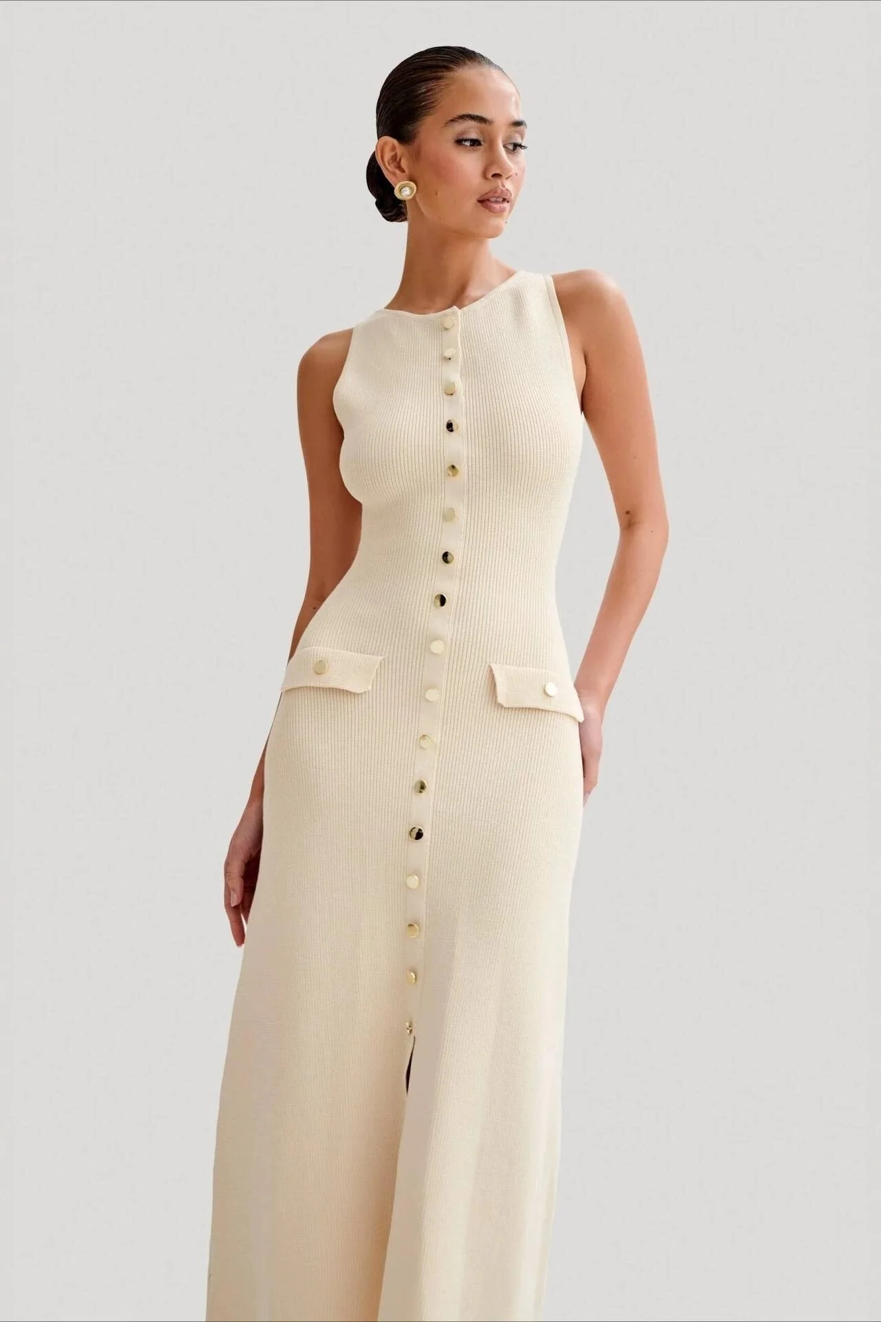 Sleeveless Round Neck Knit Sweater Dress - Image 6