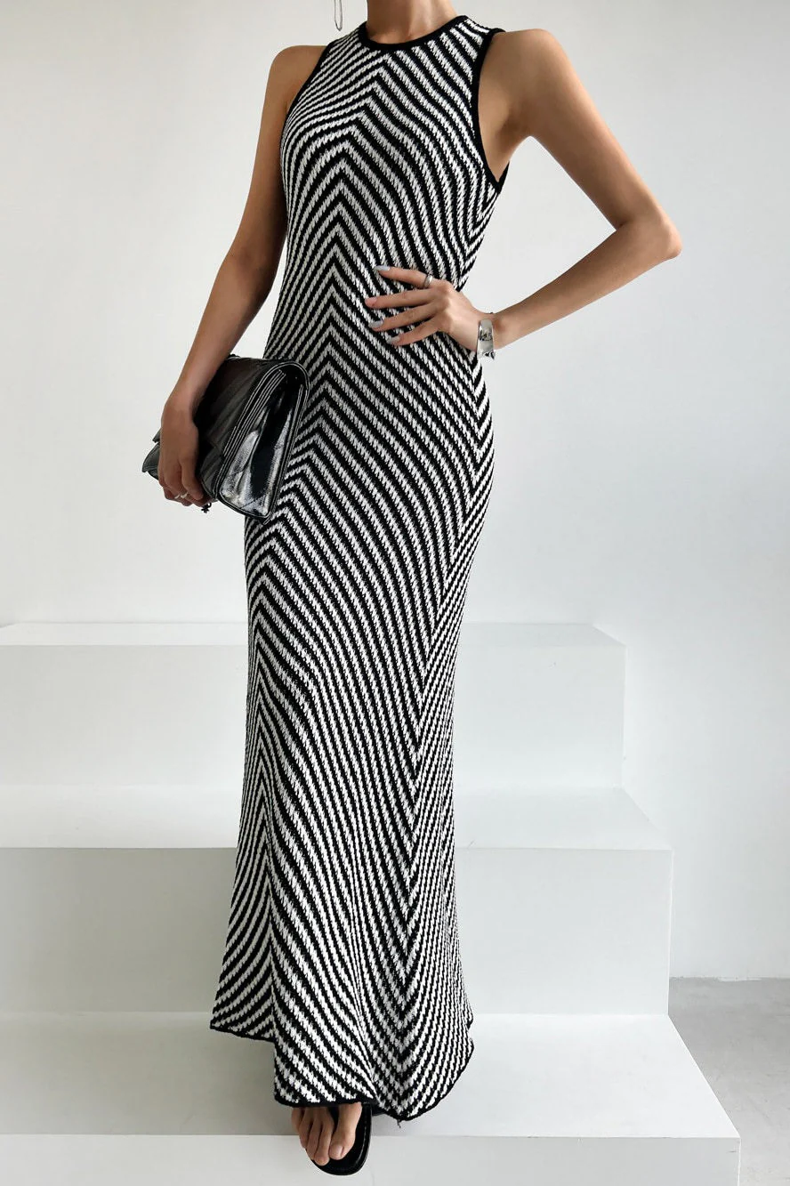 Sleeveless Striped Knit Sweater Dress - Image 10
