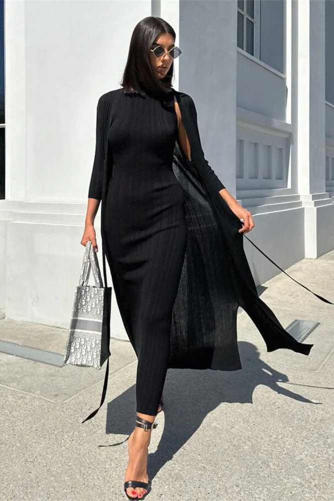 Sleeveless Turtleneck Knit Sweater Dress - Image 12