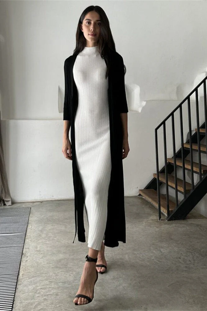 Sleeveless Turtleneck Knit Sweater Dress - Image 16