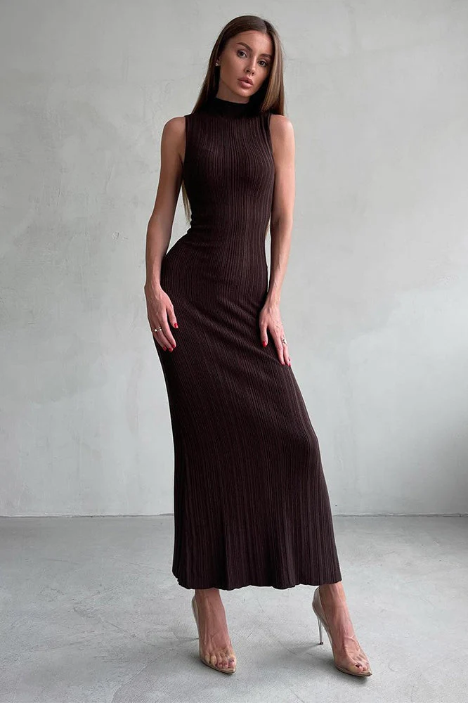 Sleeveless Turtleneck Knit Sweater Dress - Image 3