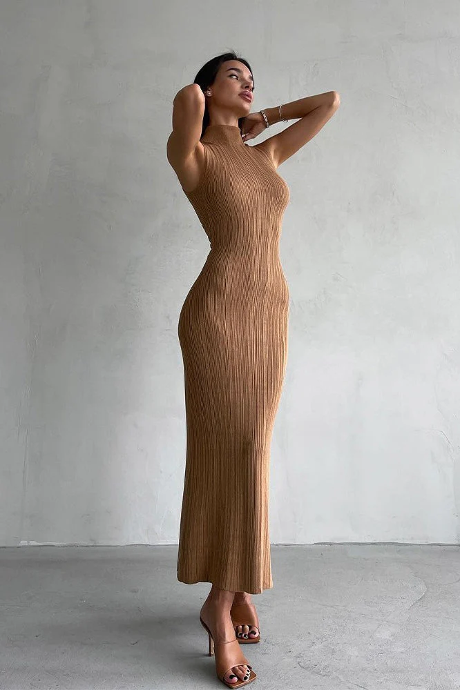 Sleeveless Turtleneck Knit Sweater Dress - Image 5