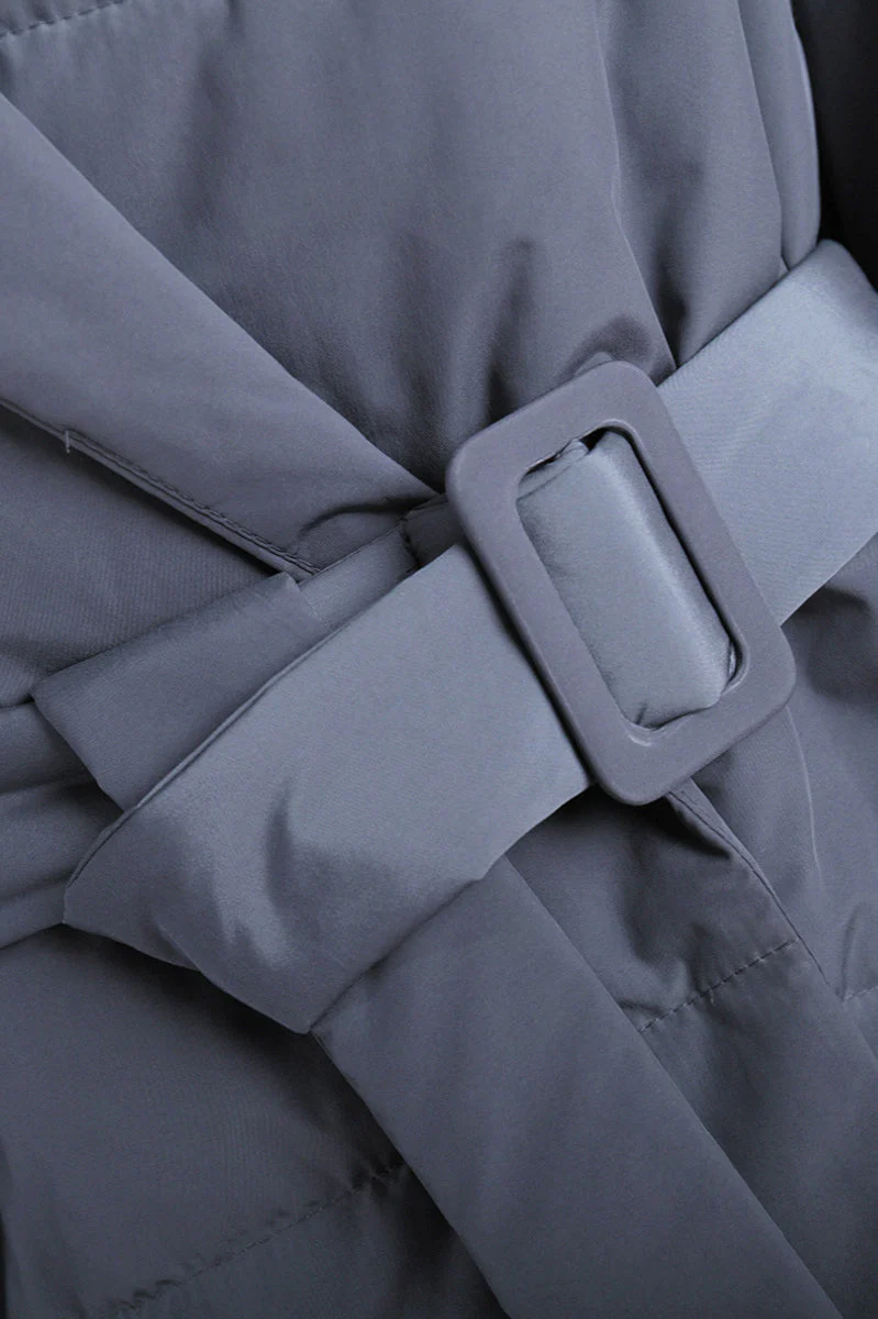 Slim Fit Lapel Belted Winter Coat - Image 10