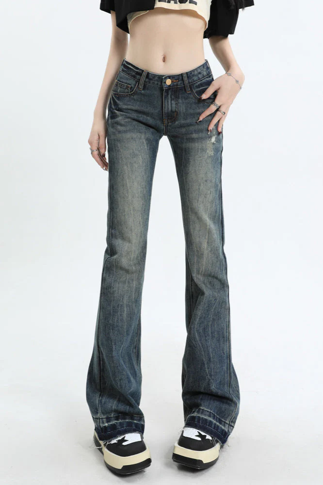Slim Fit Low Waist Micro Flare Jeans - Image 2