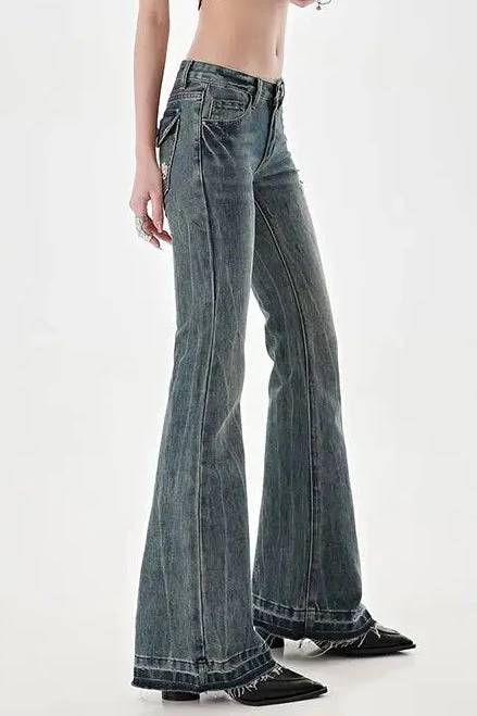 Slim Fit Low Waist Micro Flare Jeans - Image 6