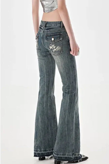 Slim Fit Low Waist Micro Flare Jeans - Image 7