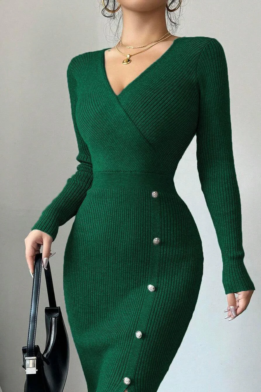 Slim Fit Midi Knit Sweater Dress - Image 17