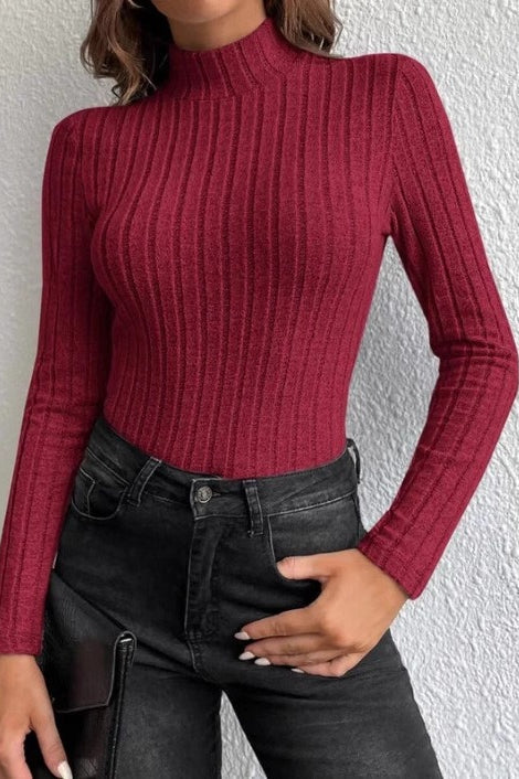 Slim Fit Mock Neck Knit Sweater - Image 16