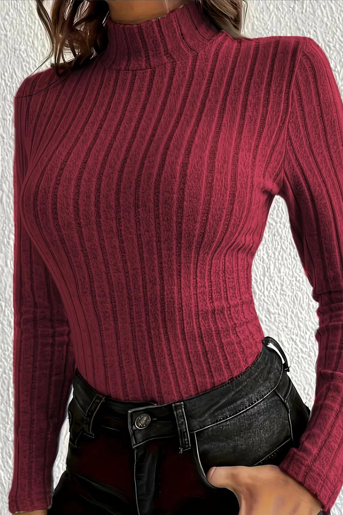 Slim Fit Mock Neck Knit Sweater - Image 22