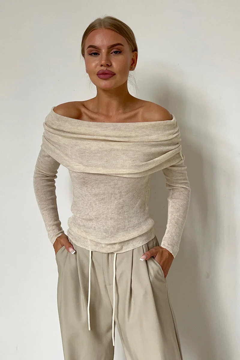 Slim Fit Off-Shoulder Knit Top - Image 11